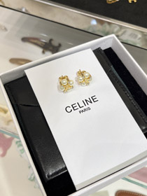 Celine Pearl Gold Arc de Triomphe Earrings-3897  