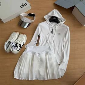 ALO cheerleading basketball baby quick-drying sports hooded jacket slim pleated skirt suit-2580  