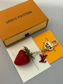 Louis Vuitton LV red pink strawberry bag decoration keychain pendant-0062  