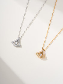 Bulgari platinum full diamond fan necklace-0088  