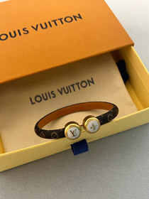 Louis Vuitton LV letter coated canvas bracelet mini pearl bracelet leather bracelet -0097  