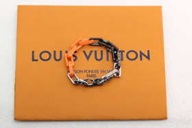Louis Vuitton LV silver, orange and black three-color splicing tempered bamboo bracelet-0109  