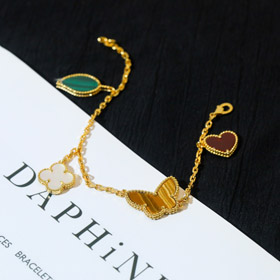 Louis Vuitton LV four flower bracelet tiger eye stone mother of pearl malachite carnelian -0112  