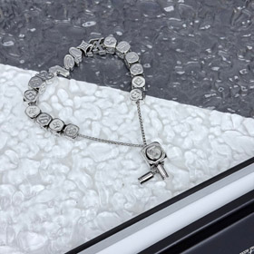 Louis Vuitton LV silver-plated dice chain sliding charm bracelet-0120  