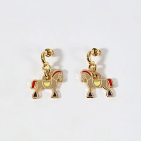 Hermes red enamel earrings-0195