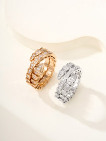 Bulgari full diamond 3 circles snake ring-0309