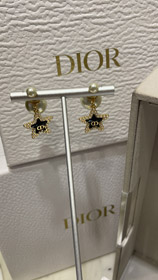 Dior navy blue star pearl double ball earrings-0373  