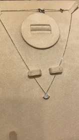 Bulgari small fan full diamond white gold necklace-0377  