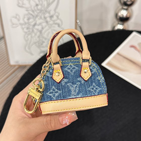 Louis Vuitton LV mini letter denim shell bag keychain pendant -0417  