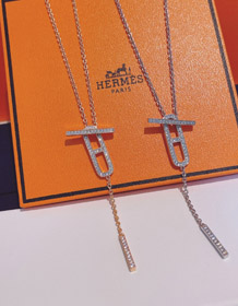 Hermes pig nose diamond necklace-0488  